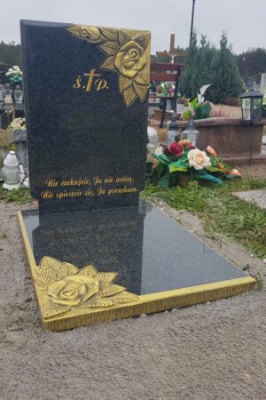 Nagrobek urnowy z różami z granitu impala nr.1827