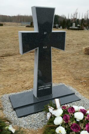 Nagrobek amerykański z wielkim krzyżem z granitu impala nr.1161